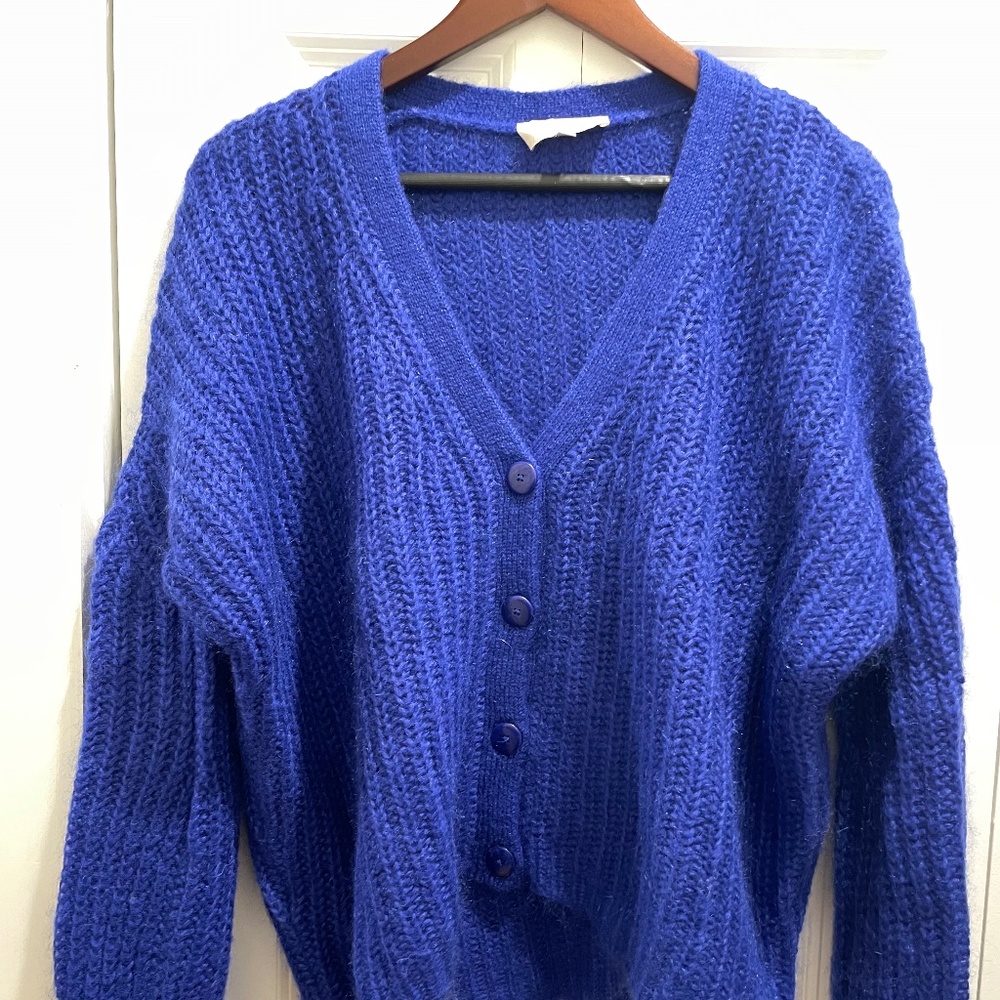 Sezane Achille Oversized Cardigan XS in Bright Blue